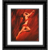 Marilyn Monroe: Red Silk 2x Matted 20x24 Black Ornate Framed Art Print