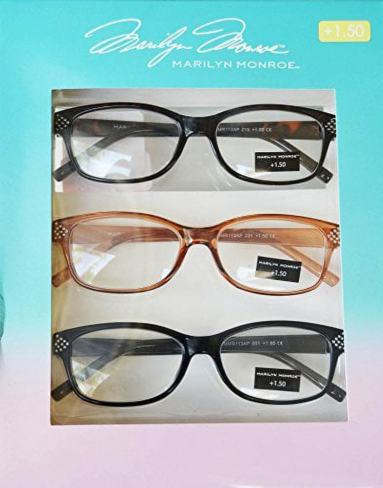 Marilyn Monroe Rhinestone Detailed Reading Glasses 3 Pack Readers +1.50
