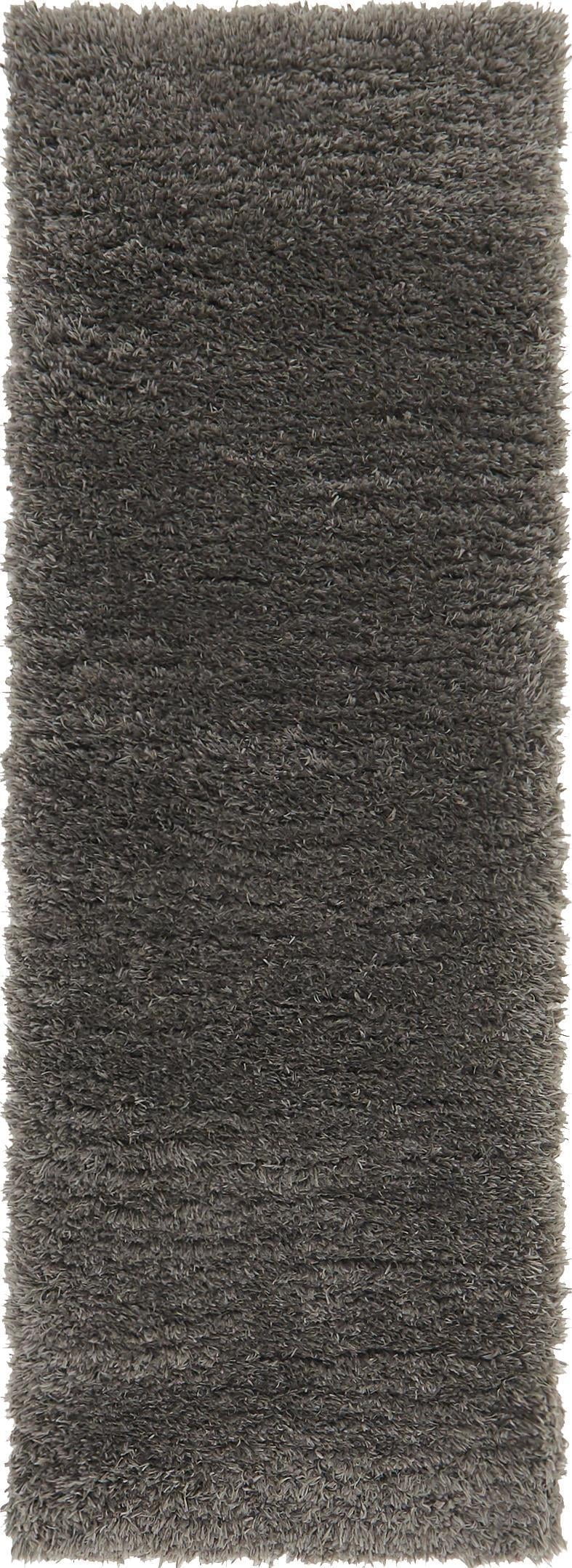 Slate Gray Synthetic Shag Runner Rug for Kids