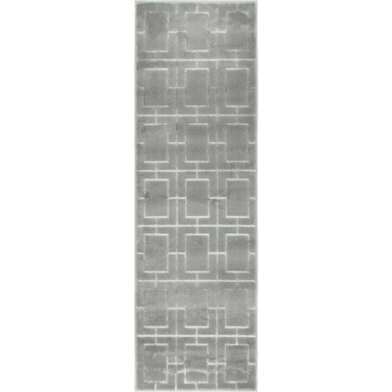 Marilyn Monroe Runner Geometric Modern Area Rug, Gray/Silver, 2" x 6"