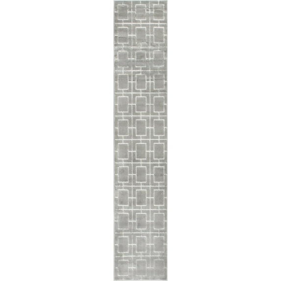 Marilyn Monroe Runner Geometric Modern Area Rug, Gray/White, 2" x 10"