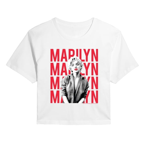 Marilyn Monroe - Stacked Name - Juniors Cropped Graphic T-Shirt