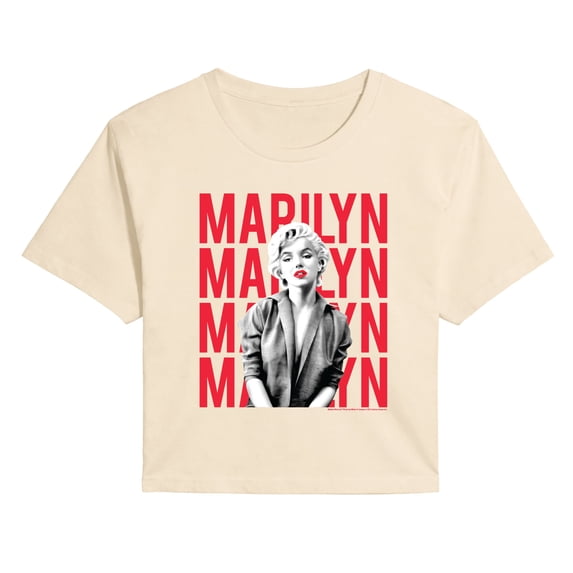 Marilyn Monroe - Stacked Name - Juniors Cropped Graphic T-Shirt