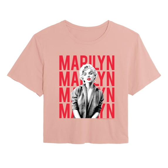 Marilyn Monroe - Stacked Name - Juniors Cropped Graphic T-Shirt