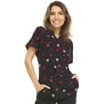 thumbnail image 1 of Marilyn Monroe V-Neck Chevron Kisses Printed Scrub Top, 1 of 1