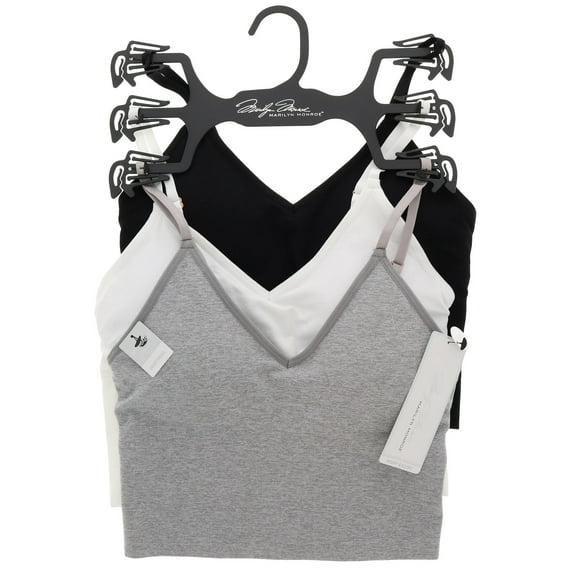 Marilyn Monroe Women's Adjustable Long Bralette With Removable Pads - Black, White, & Grey - Medium