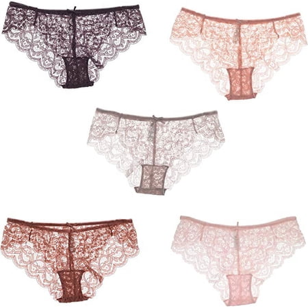 Marilyn Monroe Women's Lace Cheeky Bikini Briefs - 5 Pack - Pinks & Purples - Large