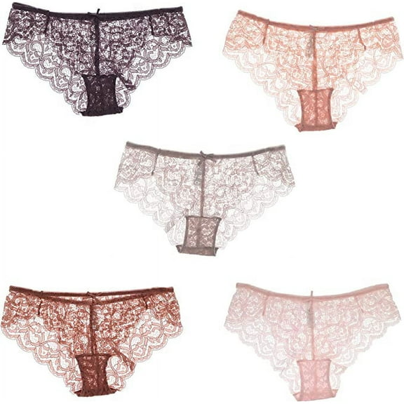 Marilyn Monroe Women's Lace Cheeky Bikini Briefs - 5 Pack - Pinks & Purples - Large