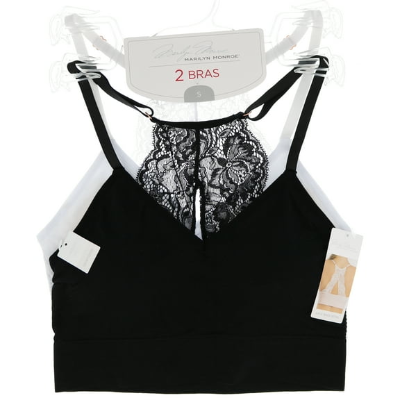 Marilyn Monroe Women's Lace Racerback Bralette 2 Pack - Black & White -Large
