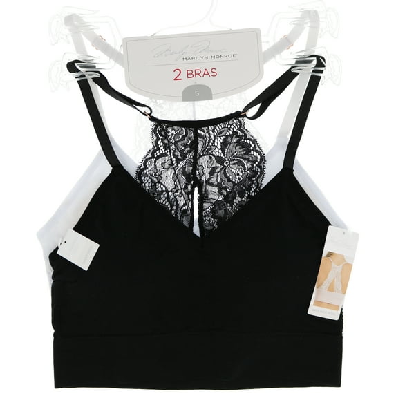 Marilyn Monroe Women's Lace Racerback Bralette 2 Pack - Black & White -Medium