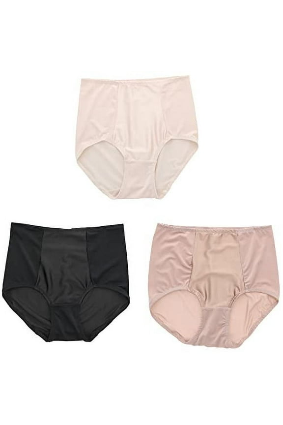 Women's Plus Size Microfiber Shaping Brief Panties 3 Pack - Taupe, Nude & Black - 1X-Large