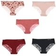 thumbnail image 1 of Marilyn Monroe Women's Sexy Lace Hipster Brief Panties 5 Pack - Black & Cherry Red Floral Checks - Large, 1 of 9