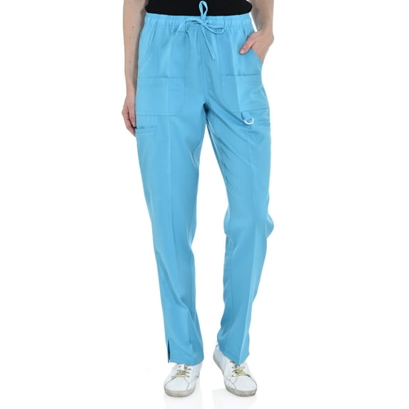 Marilyn Monroe Womens Stretch Eight-Pocket Straight Leg Scrub Cargo Pants
