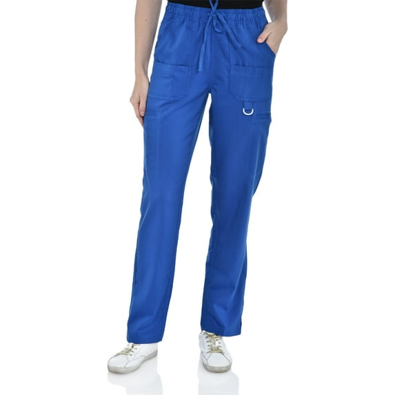 Marilyn Monroe Womens Stretch Eight-Pocket Straight Leg Scrub Cargo Pants