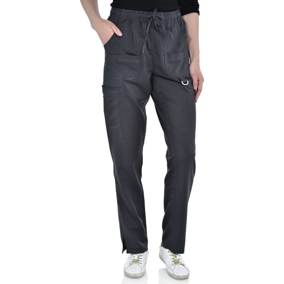 Marilyn Monroe Womens Stretch Eight-Pocket Straight Leg Scrub Cargo Pants