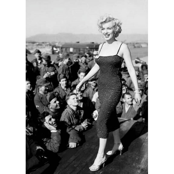 Marilyn Monroe full length on stage entertaining troops in Korea 24x36 Poster
