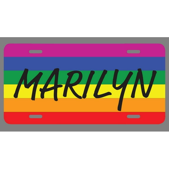 Marilyn Name Pride Flag Style License Plate Tag Vanity Novelty Metal | UV Printed Metal | 6-Inches By 12-Inches | Car Truck RV Trailer Wall Shop Man Cave | NP2116