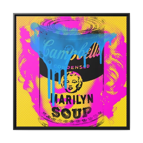 Marilyn Soup Framed Canvas Wall Art - Warhol Style Pop Art