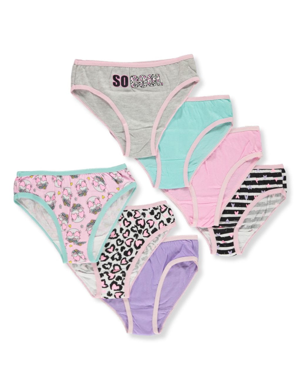 Marilyn Taylor Girls' 7-Pack Bikini Panties Underwear - pink/multi