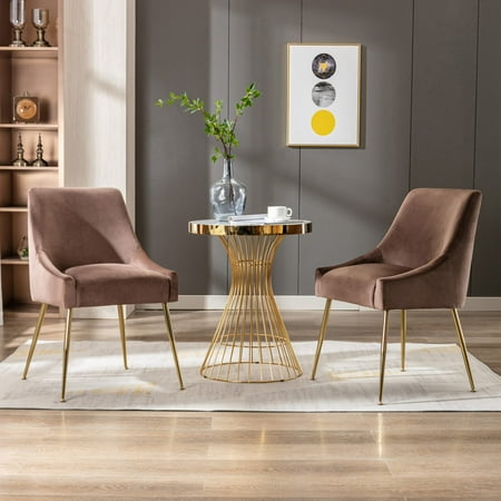 Costaelm Makala Velvet Accent Chair Mid Century Upholstered (Set of 2), Coffee