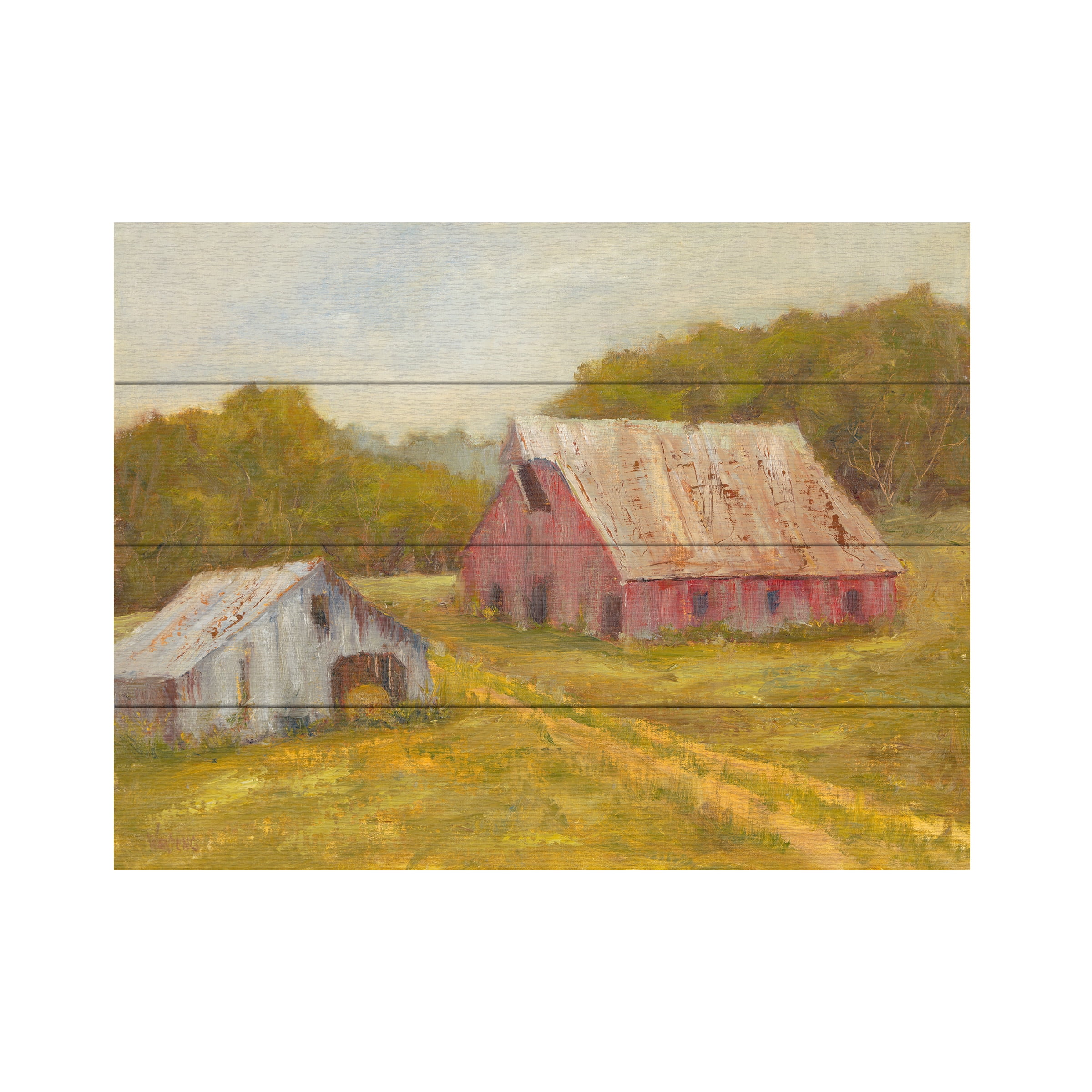 Marilyn Wendling 'Country Barns' Wood Slat Art 12x16