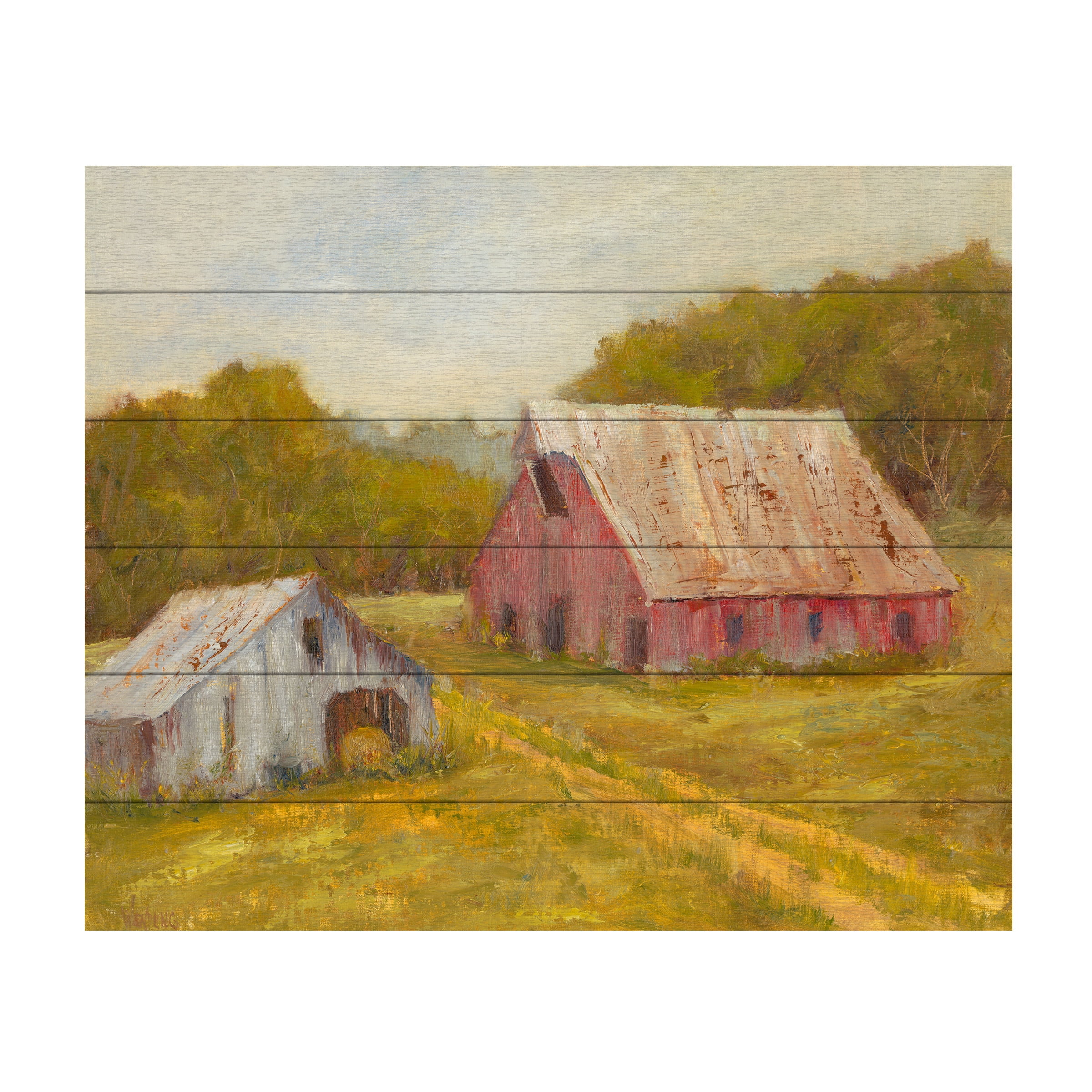 Marilyn Wendling 'Country Barns' Wood Slat Art 18x22