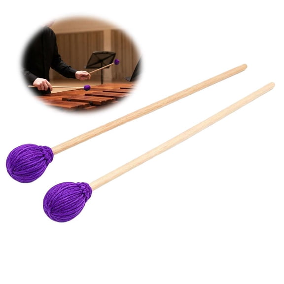 Marimba Mallets Medium Hard, Wool Yarn Vibraphone Mallets For Keyboard Percussion, Keyboard Percussion Accessories, Practice & Performance Marimba Instrument for Beginners - Purple