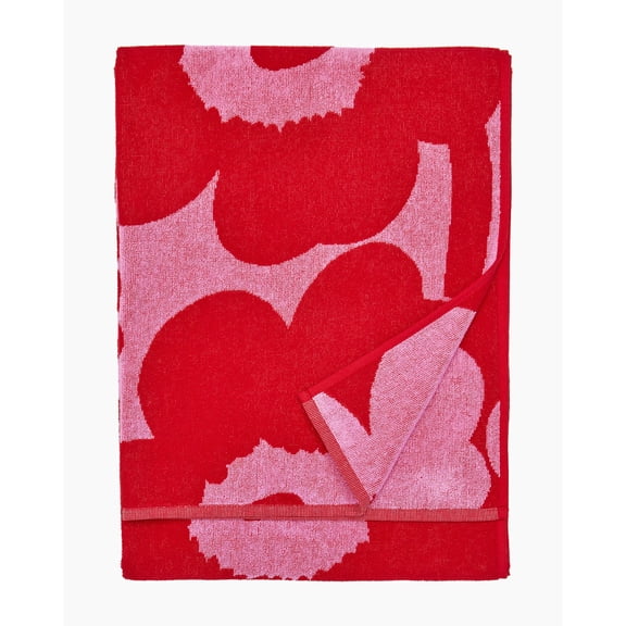 Marimekko Bath Towel Unikko Pink Red - Unikko Bath Towel Red/Pink (27.5" x 59" / 70x150 cms)