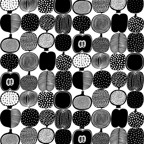 Marimekko Black & White Kompotti Peel & Stick Wallpaper