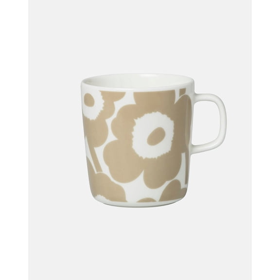 Marimekko Mugs Unikko Pattern Ceramic Tableware Stoneware Large White/Beige 13.5floz