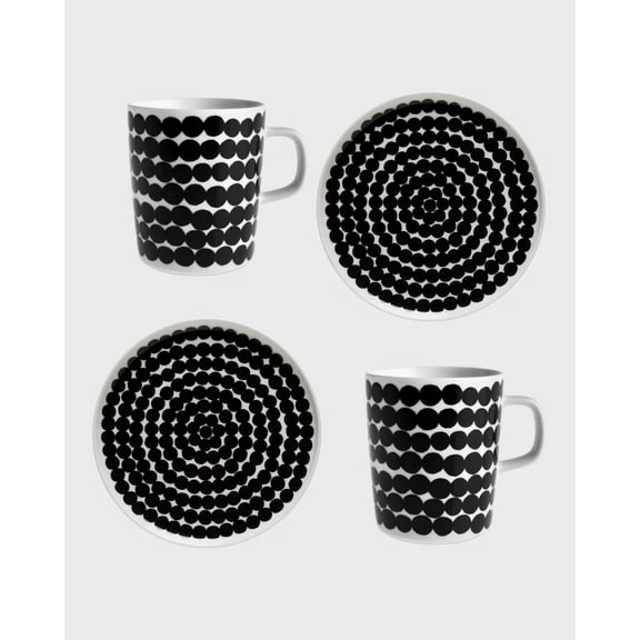 Marimekko - Oiva Rsymatto Kitchen Dish Set, Includes Plates & Mugs