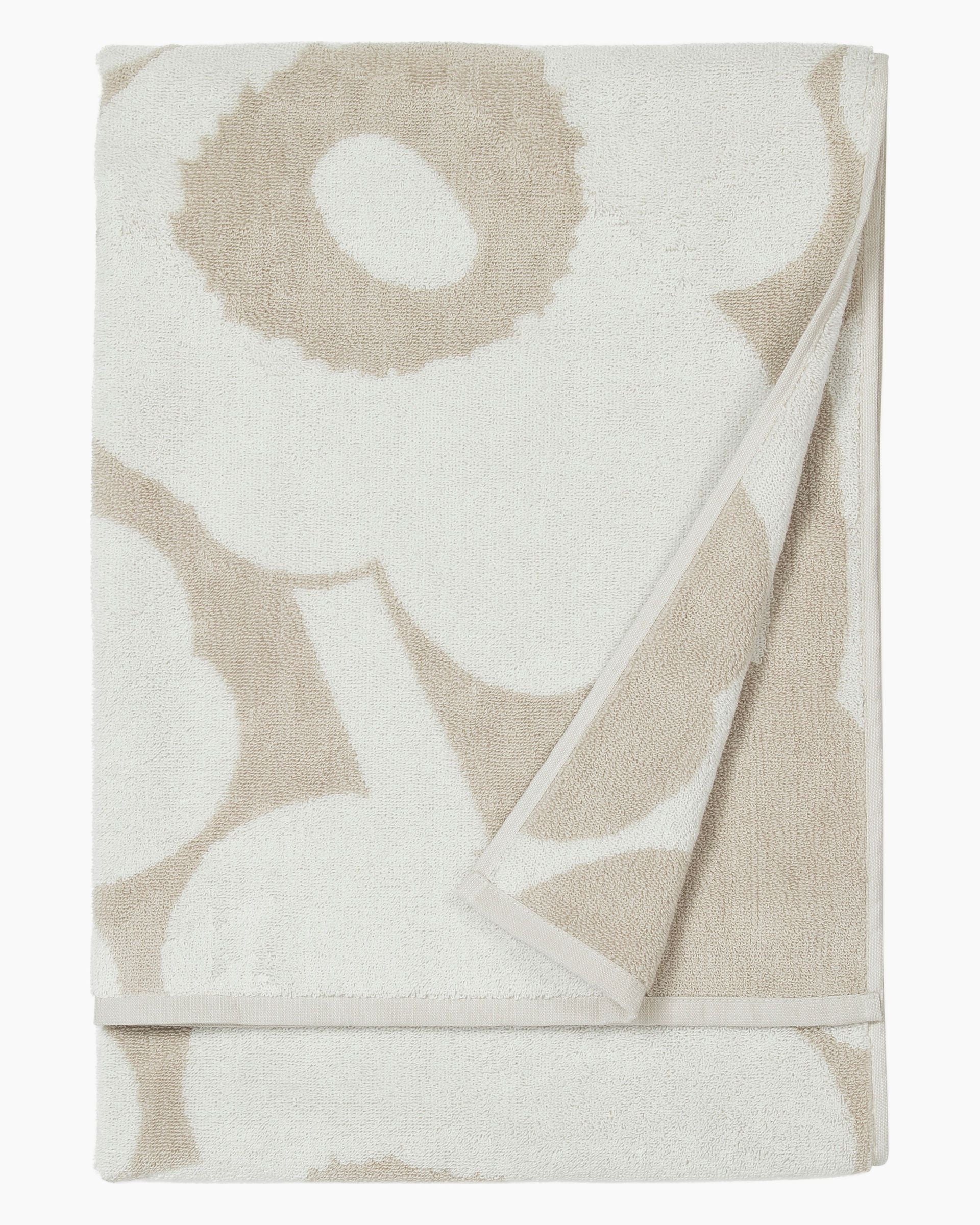 Marimekko Unikko Towel - Beige, White - Unikko Hand Towel Beige, White (28" x 20")