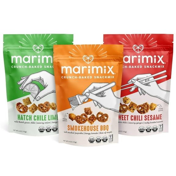 Marimix Savory Snack Mix | 3 Pack | Crunch Baked Sweet & Salty Savory | Plant Based Naturally Gluten Free Whole Grain Fiber | Charcuterie Pretzel Trail Party Mix | No Artificial Ingredients