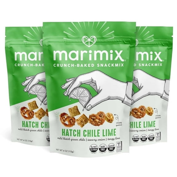 Marimix Snack Mix, Hatch Chili Lime, 3 pack, Sweet & Savory Trail Mix, Plant-Based, Gluten Free, Whole Grain, Contains Soy, No Artificial Ingredients