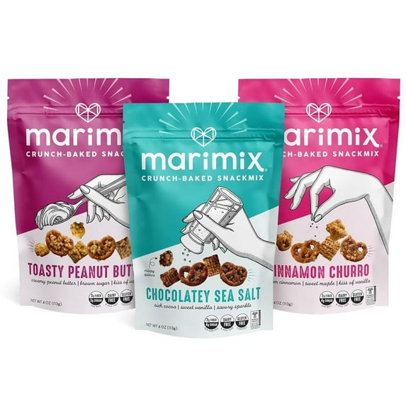 Marimix Sweet Snack Mix, 3 pack, Sweet & Salty Trail Mix, Plant-Based, Gluten Free, Whole Grain, Contains Soy, No Artificial Ingredients