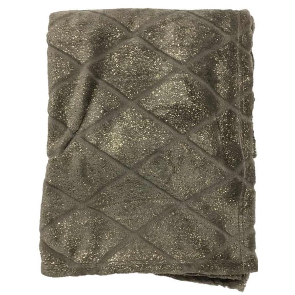 Regal Comfort Plush Luxury Faux Fur Throw Blanket, Marin Silver with Gold Flecks