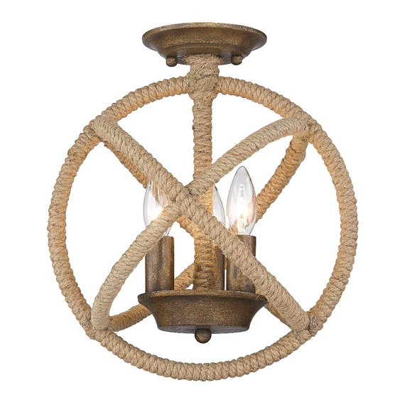 Marina 3-Light Semi-flush in Burnished Chestnut