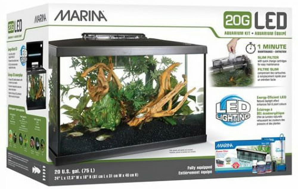 Marina Aquarium LED Fish Tank Kit 20 Gallons, Made of Glass