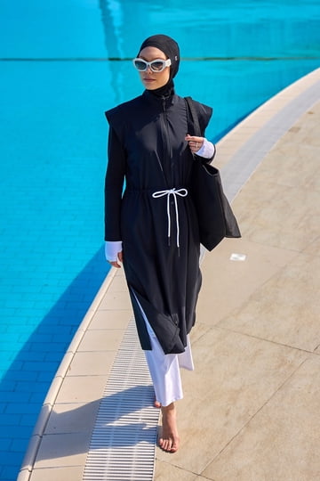 muslim swim dress ANAVA PARIS I Modest Swimwear I Emma Full Coverage Swim Dress for Full Modesty Muslim Swimwear