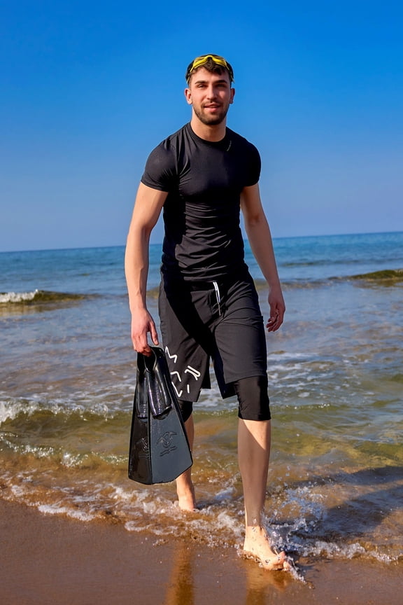 Marina Black Modest Men’S Swim Shorts - S2503-1