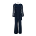 thumbnail image 1 of Marina Boat Neck Embellished Chiffon Long Sleeve Asymmetrical Hem and Elastic Mid Waist Wide Leg  Two Piece Set Pant-NAVY / 8, 1 of 15