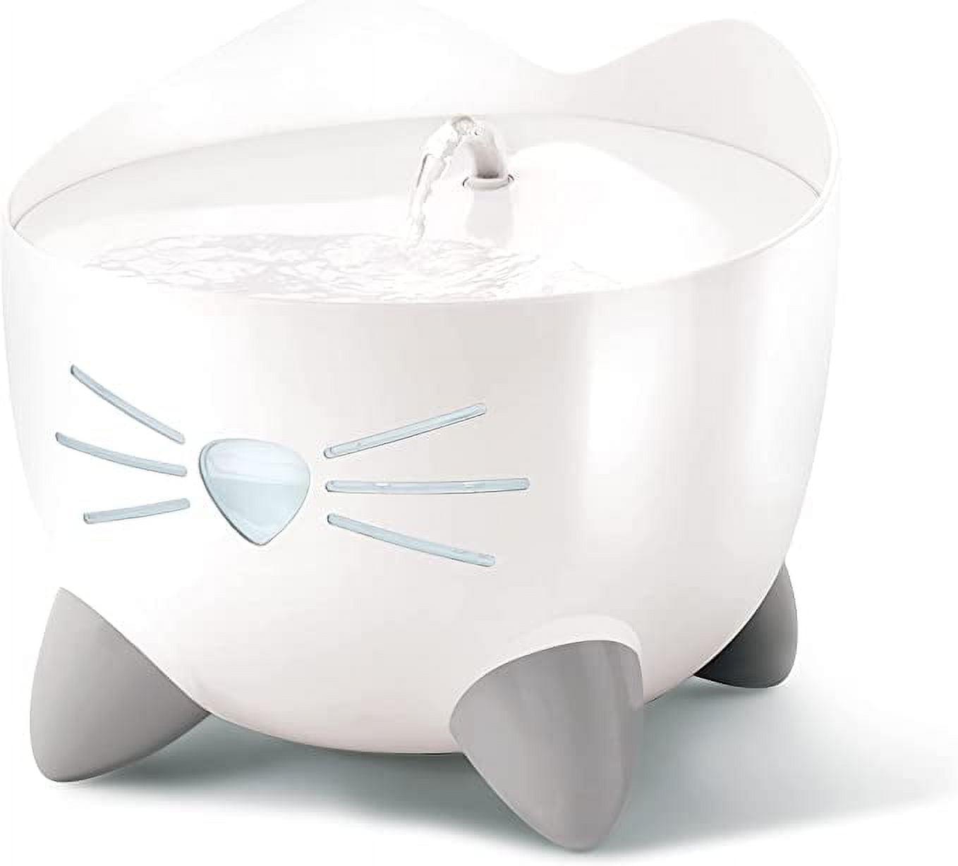 White Ceramic Cat Water Fountain with Triple Filter