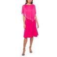 thumbnail image 1 of Marina Chiffon Sequin Asymmetric Capelet Dress - Fuchsia and Royal, 1 of 4