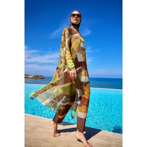 Marina Colorful Patterned Silky Pareo - P2513-1