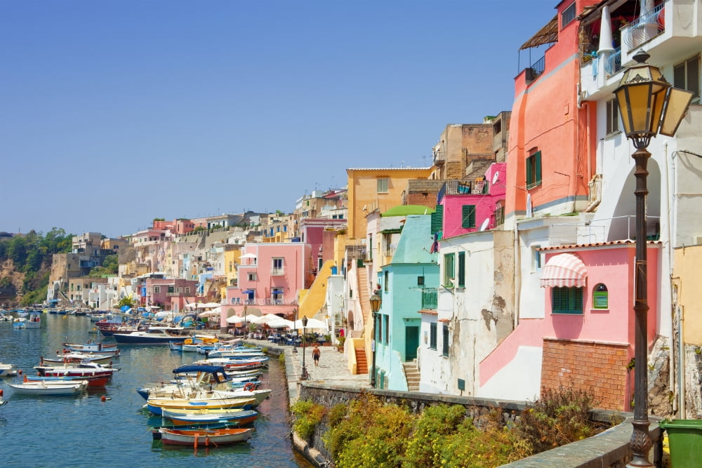 Marina Corricella Procida Island Bay of Naples Campania Italy Canvas Art - Panoramic Images (27 x 9)