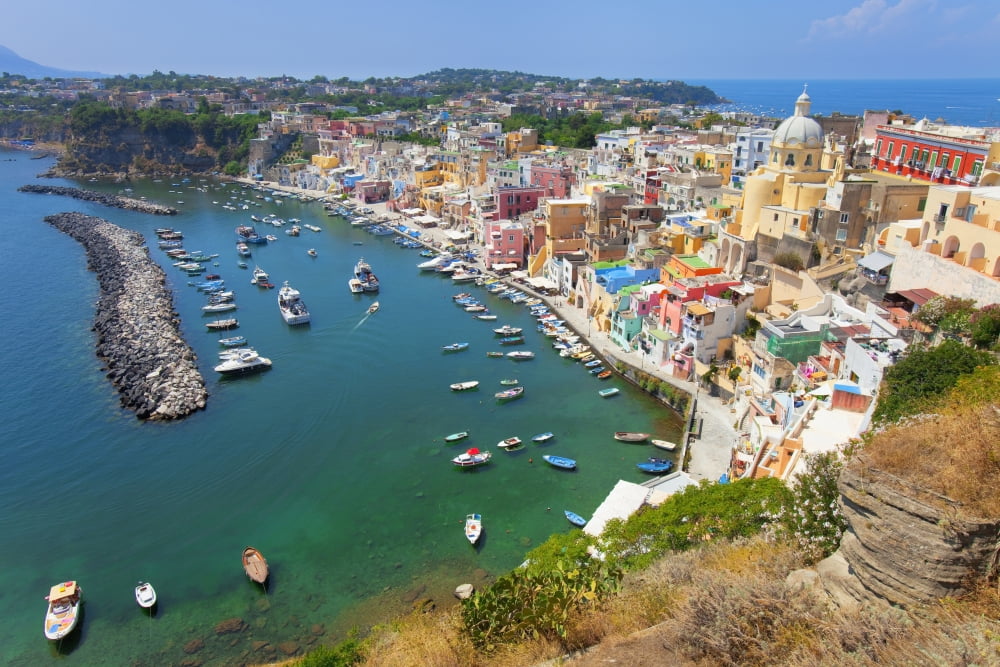 Marina Corricella Procida Island Bay of Naples Campania Italy Canvas Art - Panoramic Images (27 x 9)