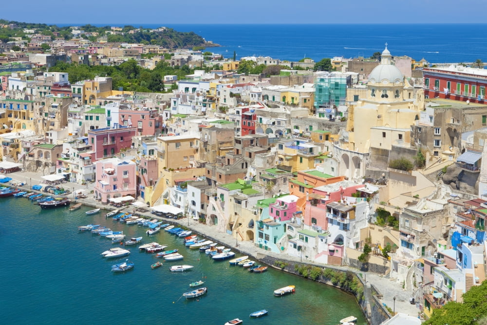 Marina Corricella Procida Island Bay of Naples Campania Italy Canvas Art - Panoramic Images (27 x 9)