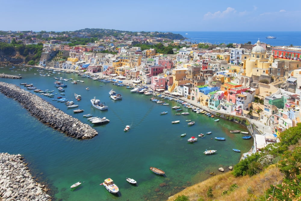 Marina Corricella Procida Island Bay of Naples Campania Italy Canvas Art - Panoramic Images (27 x 9)