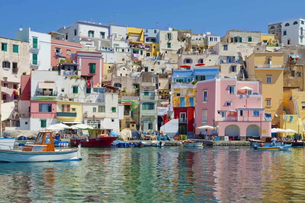 Marina Corricella Procida Island Bay of Naples Campania Italy Canvas Art - Panoramic Images (27 x 9)