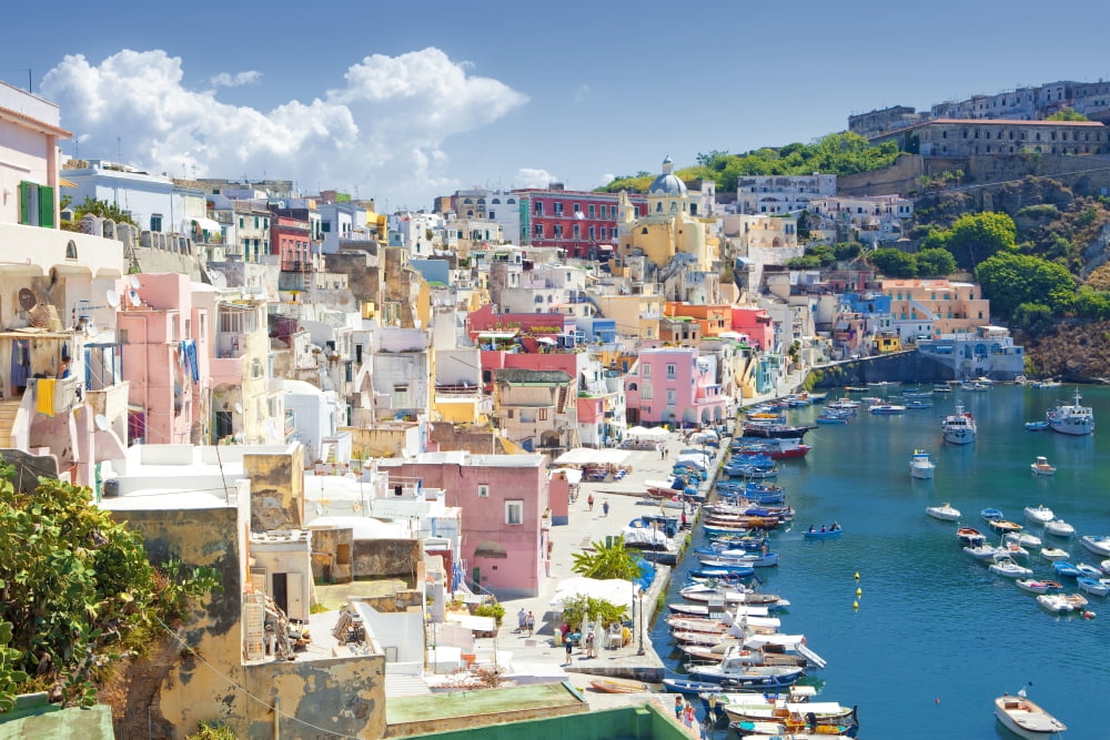 Marina Corricella Procida Island Bay of Naples Campania Italy Canvas Art - Panoramic Images (36 x 12)